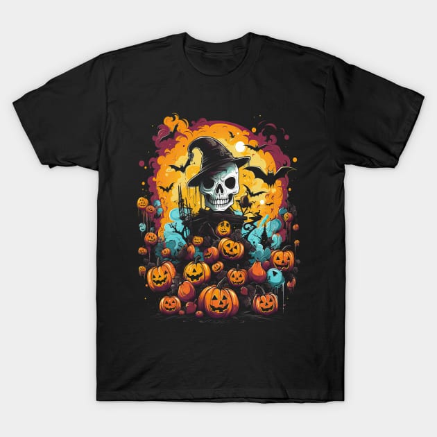 Halloween Skull Witch T-Shirt by pa2rok